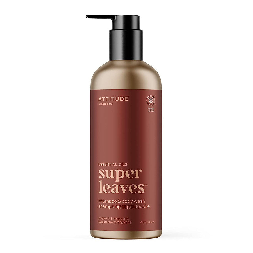 Attitude 2In1 Shampoo and Body Wash, Bergamot and Ylang Ylang, 16 Oz